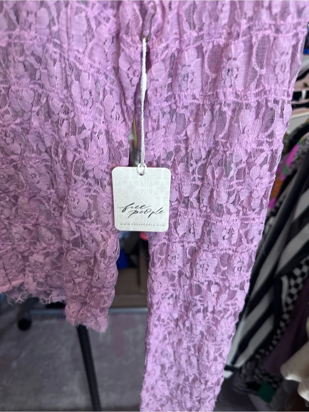 Free People Lavender Lace Top - Pink